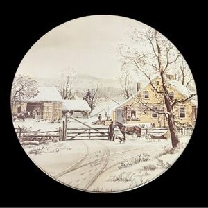 Vintage Currier & Ives Tin - New England Winter Scene